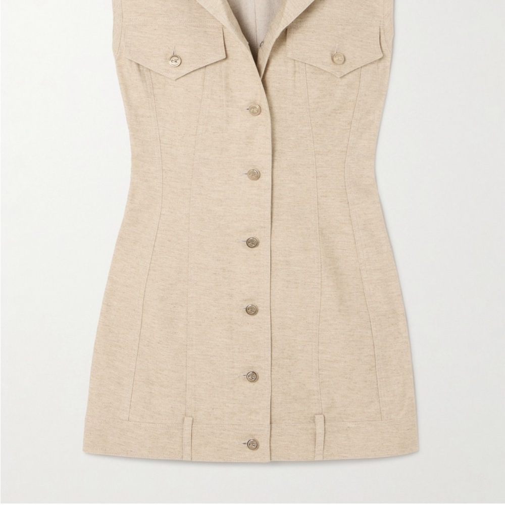 Cult Gaia Beige Mini Dress Tanith Cotton Linen Blend